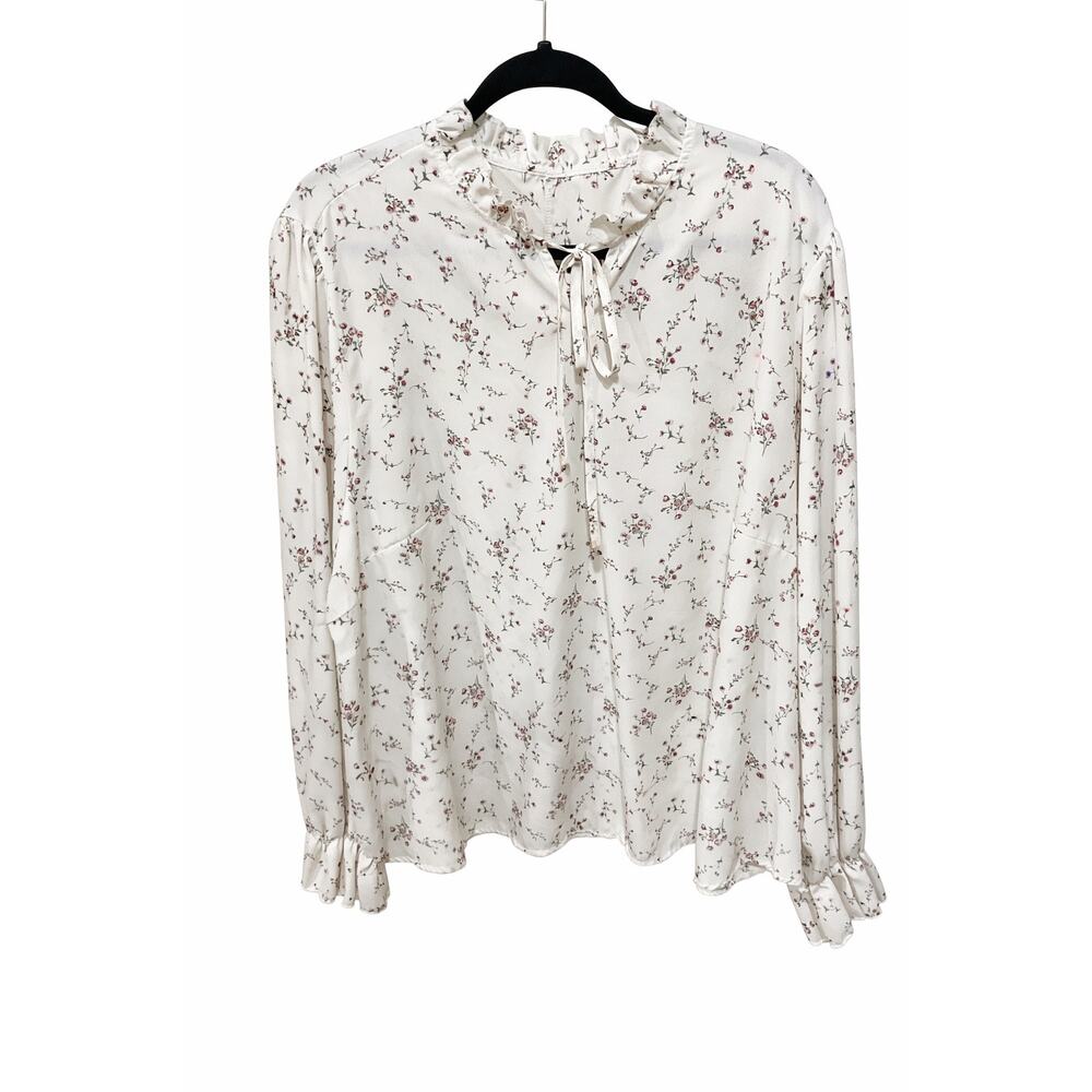 5XL Floral Ruffle Tie Neck Boho Cottagecore Coquette Romantic Soft Girl Blouse